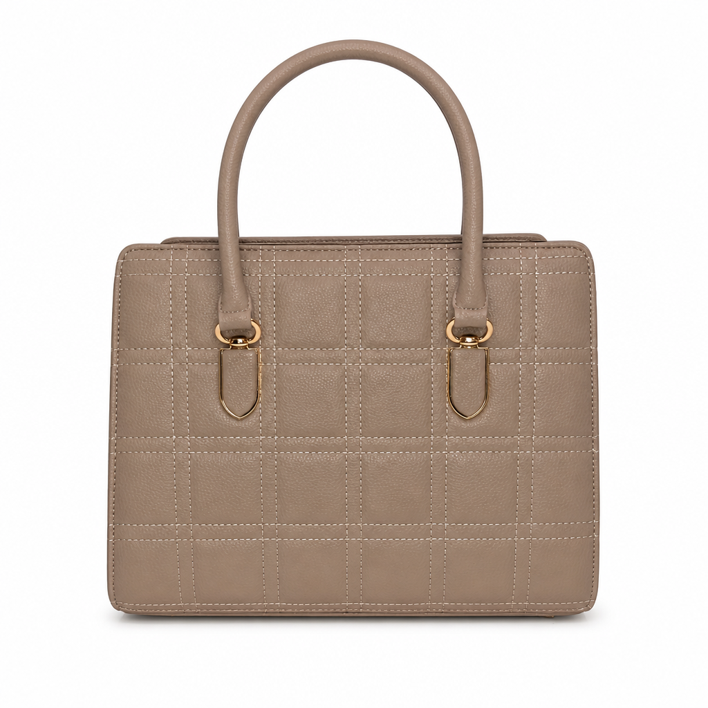 Taupe quilted tote - studio